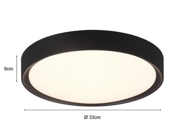 meineWunschleuchte LED Deckenleuchte, LED fest integriert, Warmweiß, 2erSet Badezimmerlampen Decke Badlampe für Gäste WC Schwarz IP44 Ø33cm