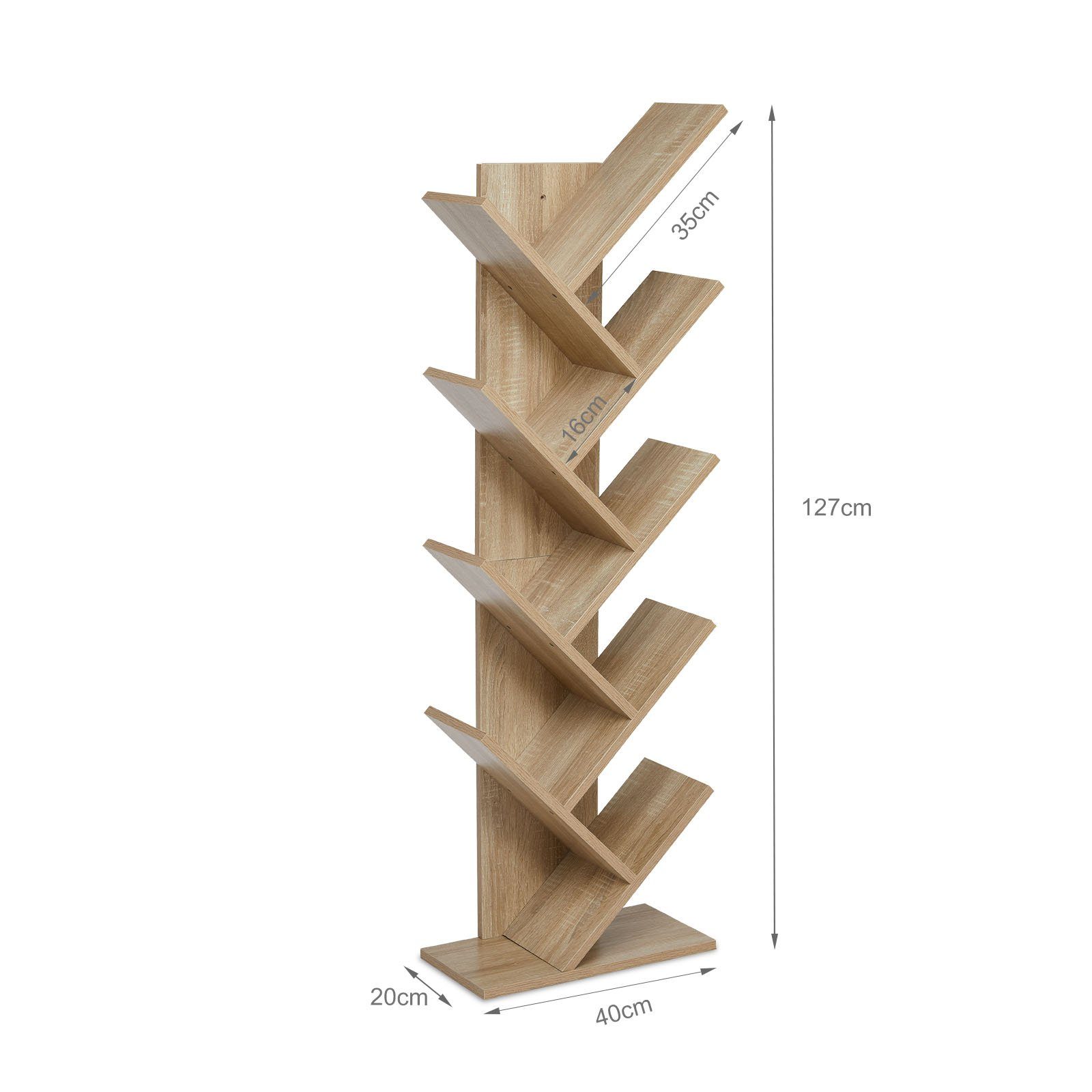 Mondeer Bücherregal in Baumform aus Holz Bücherschrank, Würfelregal exquisites 9 lagiges, einfaches Design und Platzsparen – Bild 4 von 5