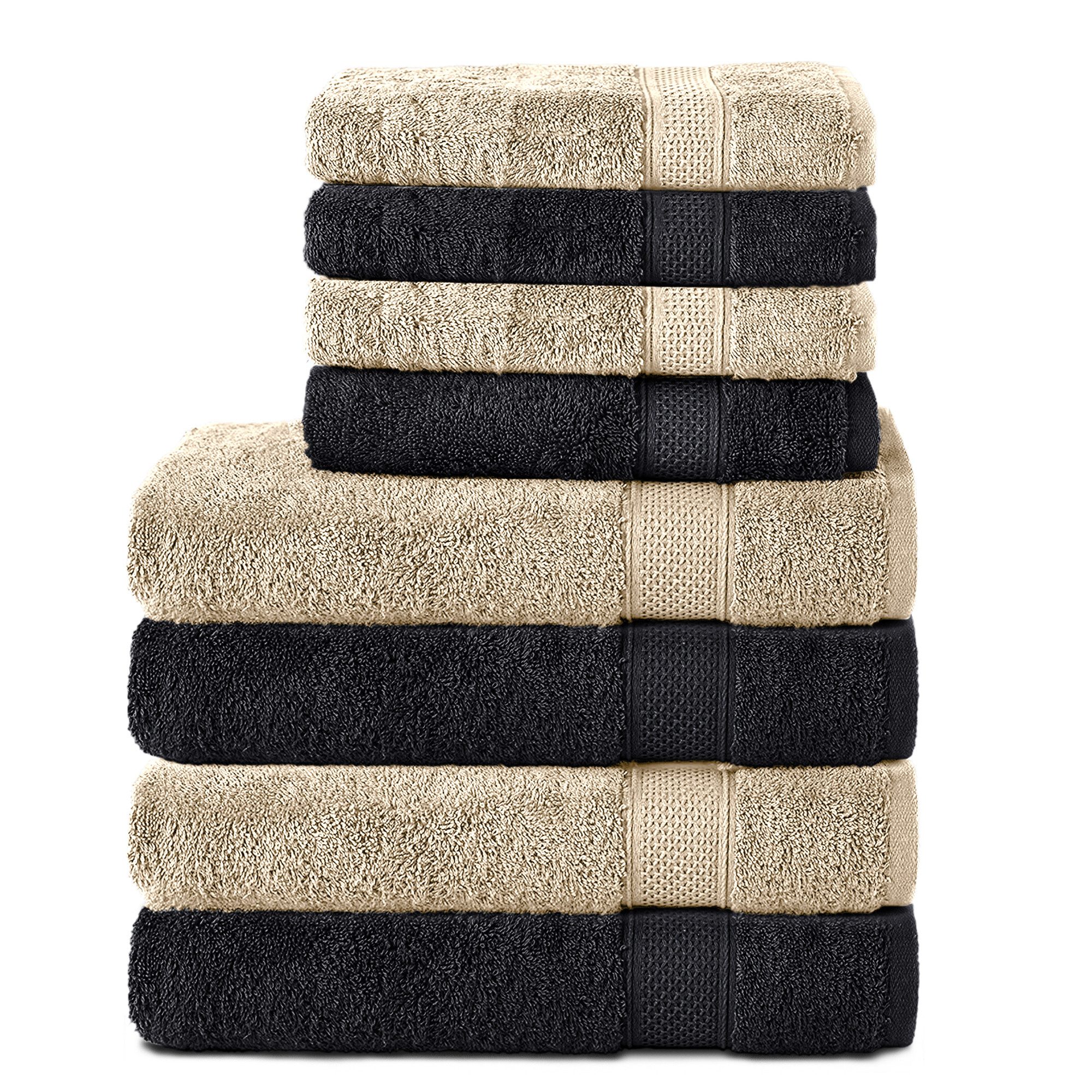 Komfortec Handtuch Set aus 100% Baumwolle, 4 Handtücher 50x100 cm und 4 Bad günstig online kaufen