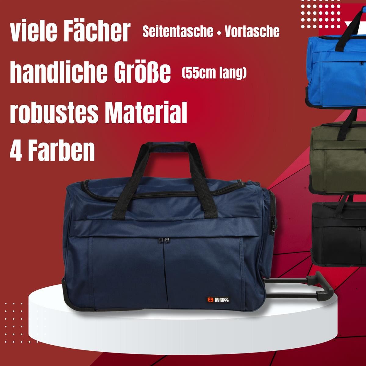 Enrico Benetti Reisetasche kleine Rollenreisetasche 55cm handlich leicht robust