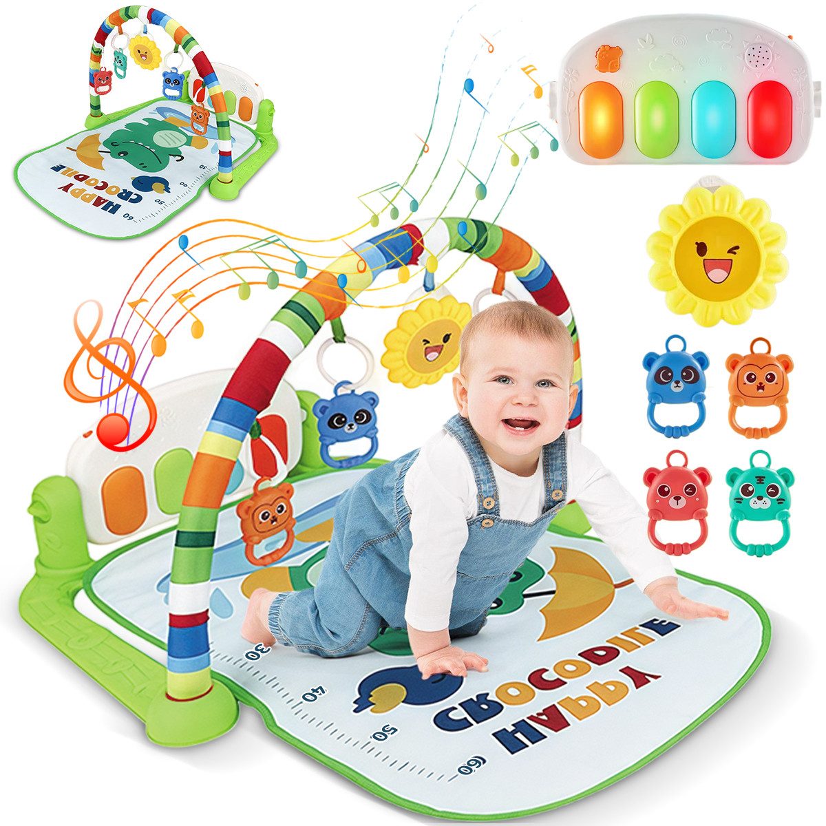 Spielmatte Spielmatte mit weichem Spielbogen, Lichter und Piano