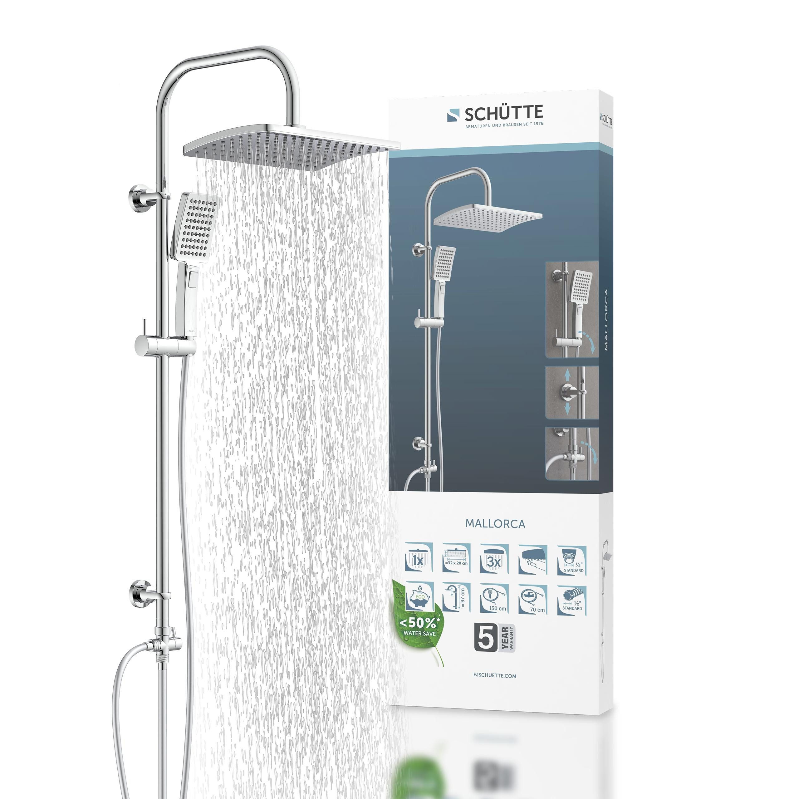 Schütte Brausegarnitur Mallorca, Höhe 97 cm, 3 Strahlart(en), Duschsystem mit Kopfbrause und Handbrause