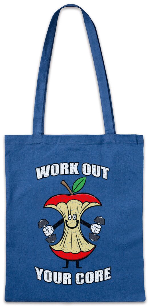 Beuteltasche Work Out Your Core Stofftasche Body Building Fun Arbeiter Gym Fitness
