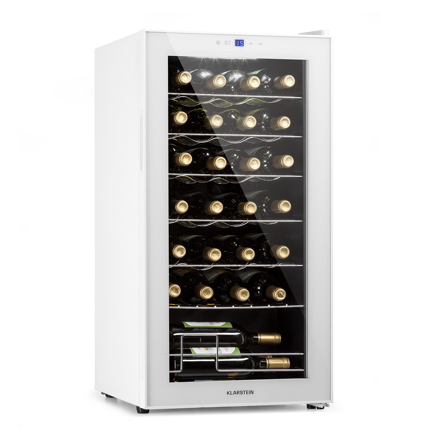 Klarstein Weinkühlschrank Shiraz 28 Uno, für 28 Standardflaschen á 0,75l,Wein Flaschenkühlschrank Weintemperierschrank Weinschrank Kühlschrank