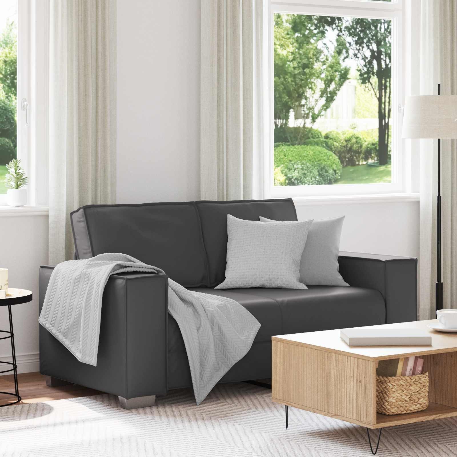 vidaXL Sofa Zweisitzer-Sofa Grau 160 cm Kunstleder, 1 Teile – Bild 2 von 5