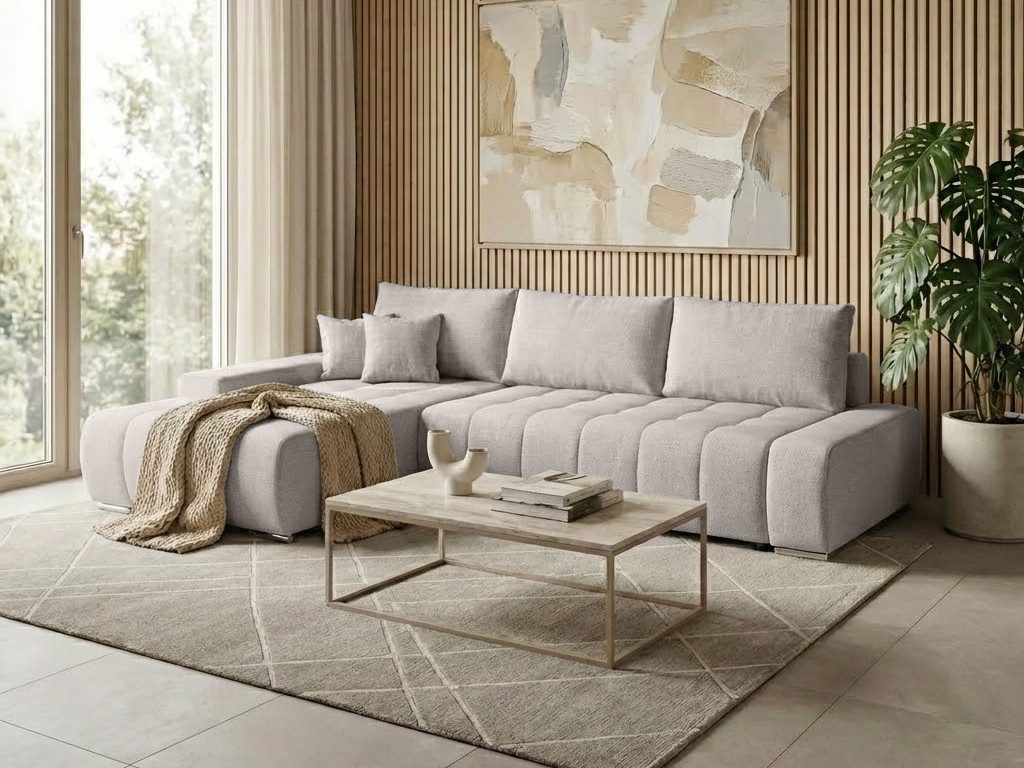 Beautysofa Ecksofa mit Schlaffunktion & Bettkasten DRACO L, BARREL-Stoff in günstig online kaufen