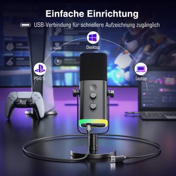 FIFINE Streaming-Mikrofon XLR Mikrofon Dynamisch für Streaming Podcast Studio, USB Microphone, mit Stummschalttaste, für Gaming PC PS4/5 Mac Mixer Soundkarten