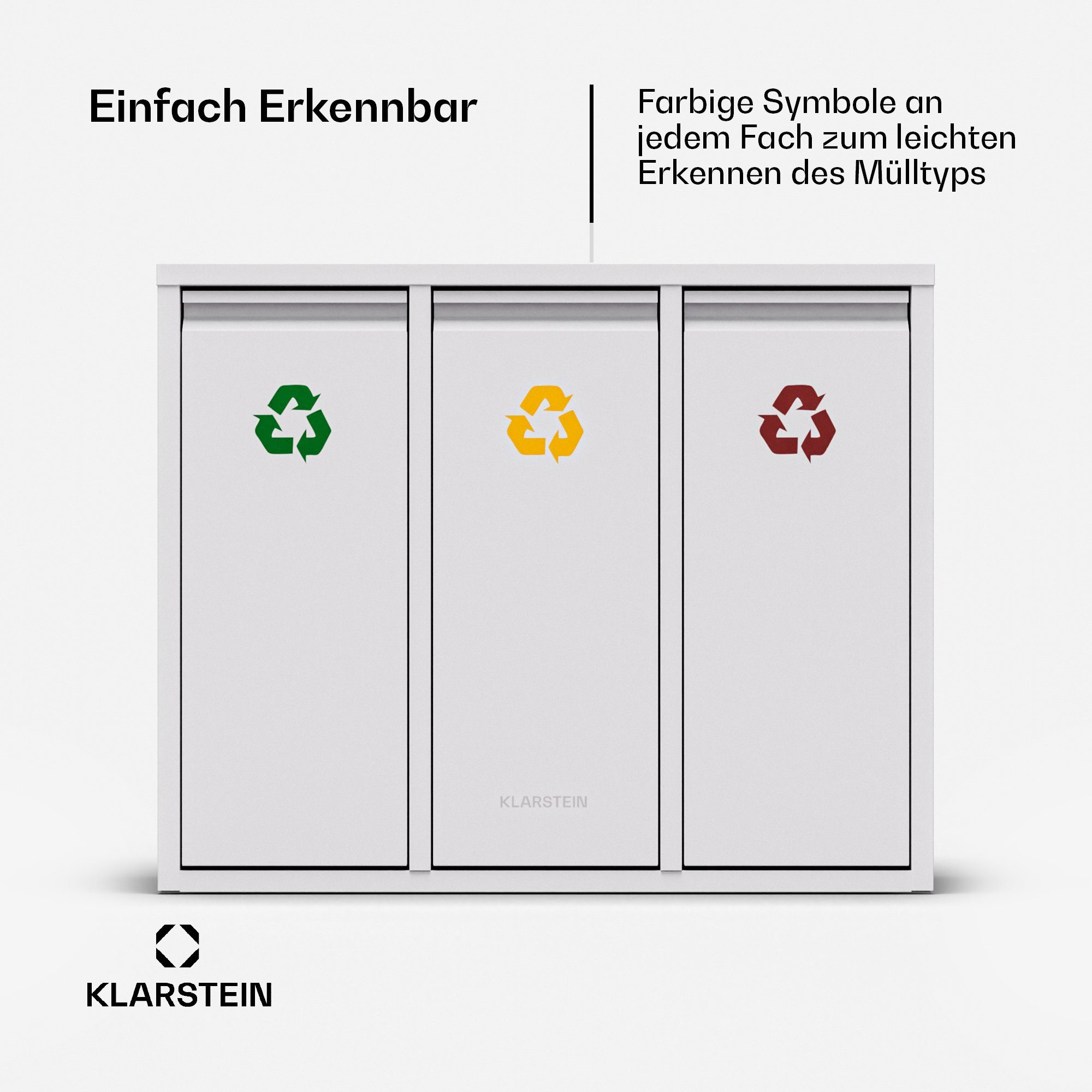 Treteimer Bin Schwarz Mülleimer 3 Weiß Fach Trash 3, Klarstein Ordnungshüter Mülltrennsystem