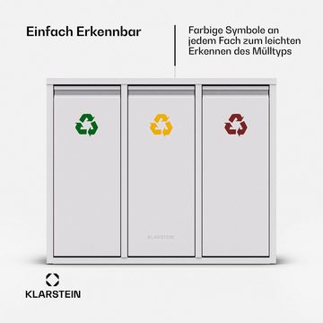 Klarstein Mülltrennsystem Ordnungshüter 3, Mülleimer 3 Fach Treteimer Trash Bin Schwarz