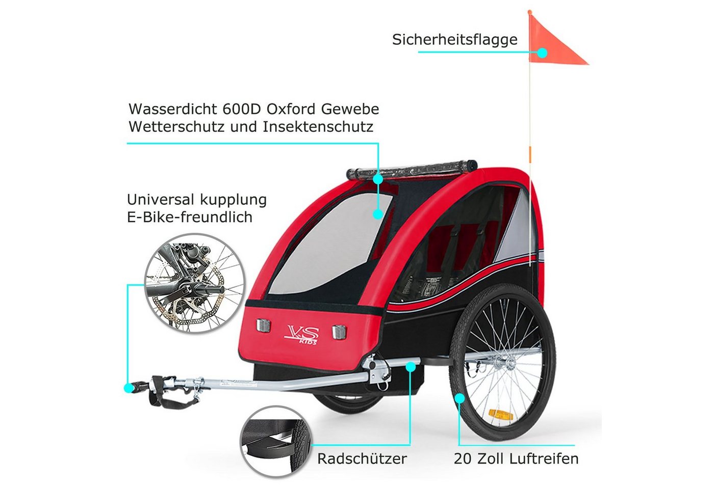 Thumbnail - TIGGO Fahrradkinderanhänger Tiggo VS Kinderanhänger Fahrradanhänger für 1 oder 2 Kinder