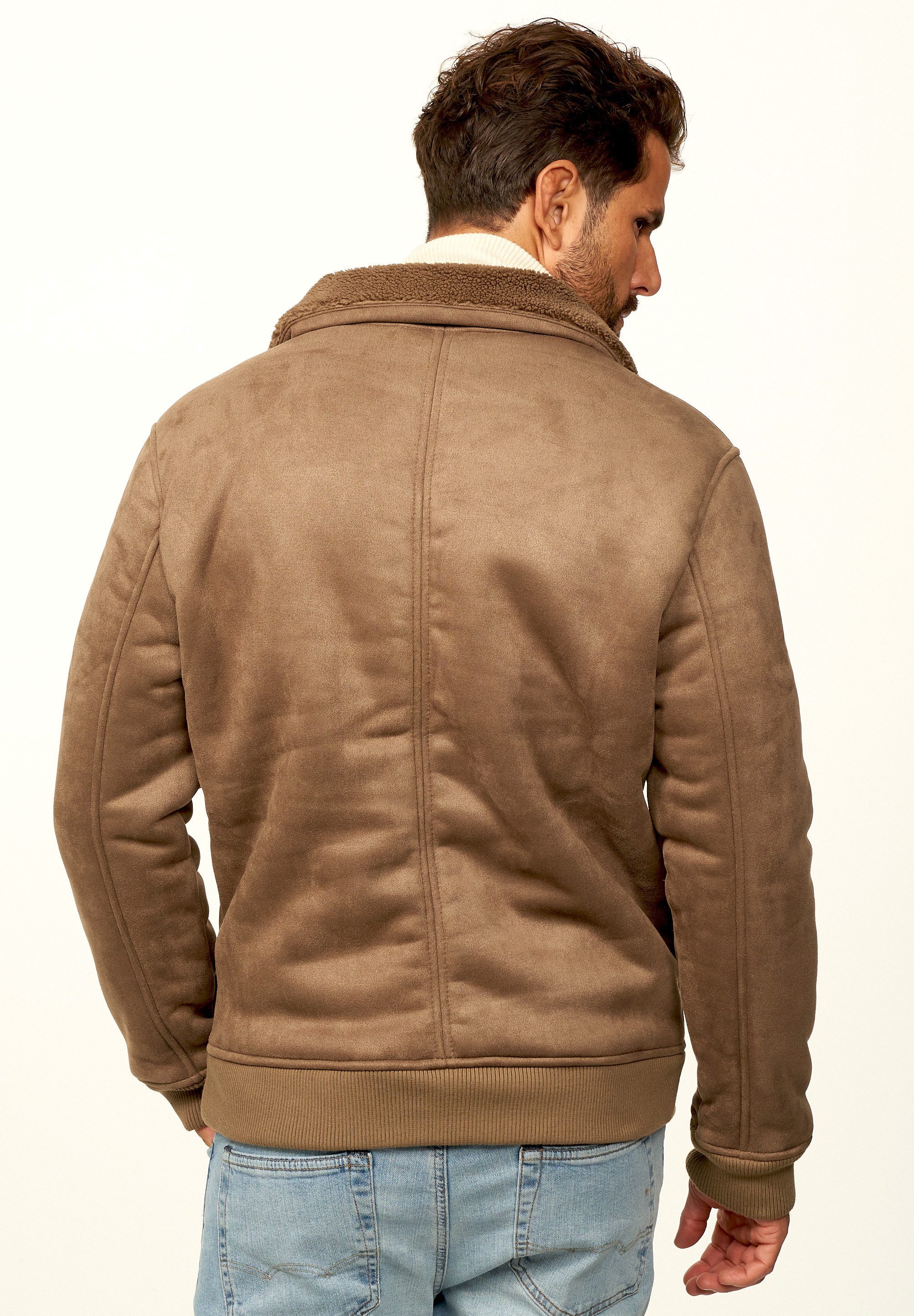OneRedox Blouson als Weiche Übergangsjacke in Lammfell-Optik Herren Blousonjacke als Winterjacke Bomberjacke