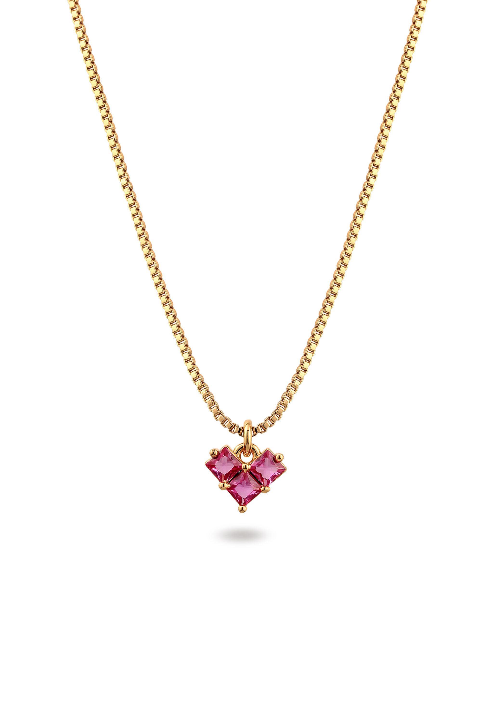 Elli Kette mit Anhänger Herz Kristalle Anhänger Goldfarben günstig online kaufen