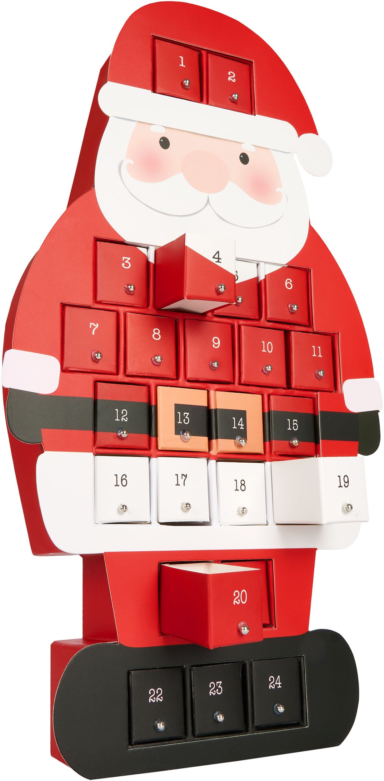 BRUBAKER befüllbarer Adventskalender Weihnachtsmann - Weihnachtskalender - 46 cm groß aus Pappe - Rot (Adventskalender zum Befüllen, 1-tlg), 24 Türchen für Guts – Bild 5 von 5