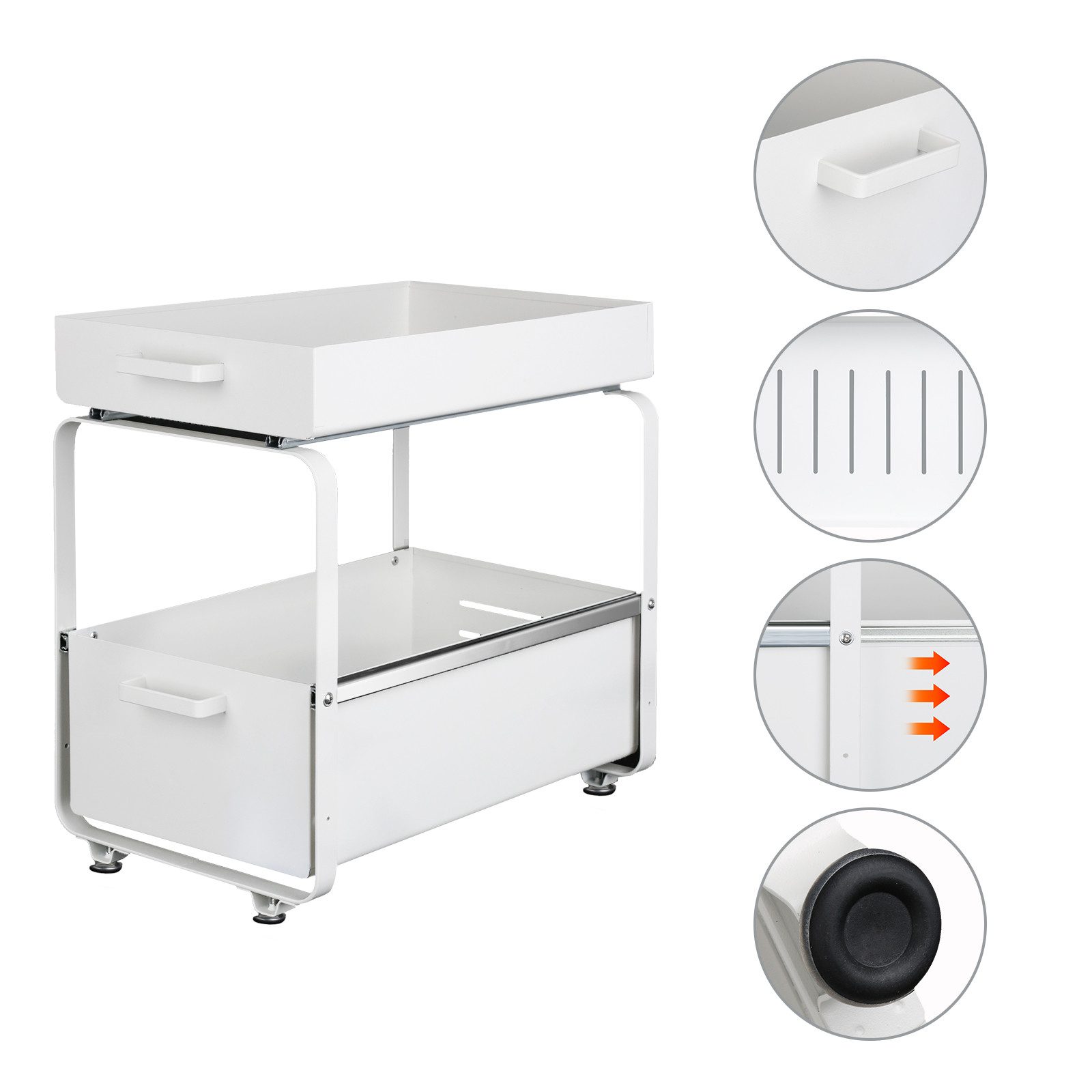 JEOBEST Küchenregal Küchenregal Regal mit 2 Korb-Auszügen, Spülschrank Organizer – Bild 3 von 5