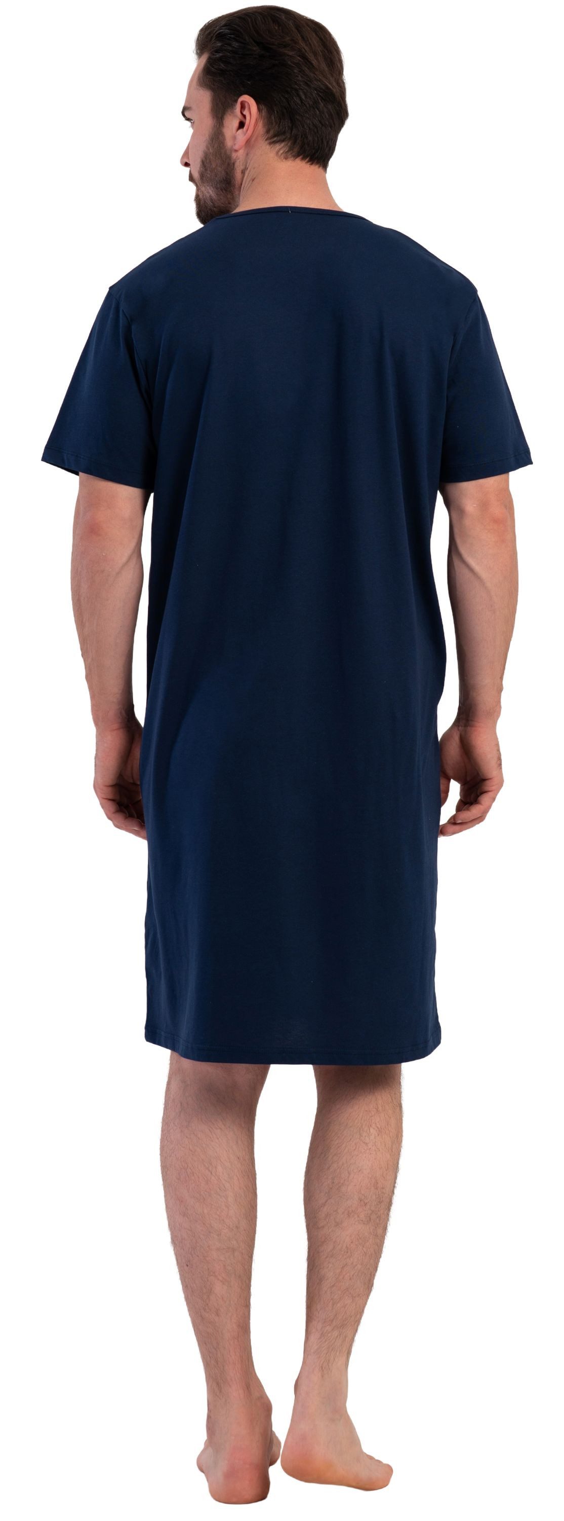 Vienetta Nachthemd Man (Packung, 1-tlg) Herren Schlafanzug Schlafshirt Nachthemd Kurzarm Baumwolle