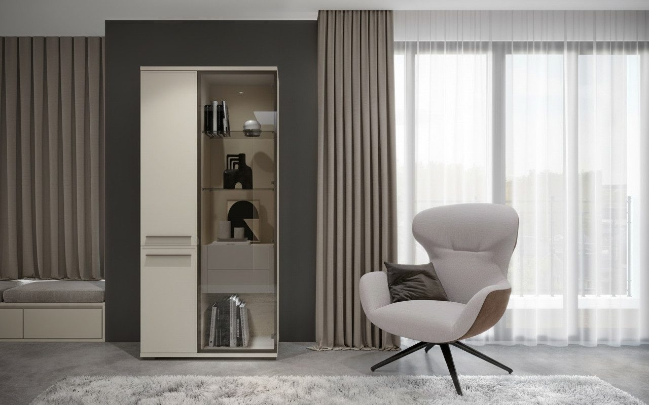 OTTO home Vitrine Opera, Showcase mit Parsol-Sicherheitsglas im modernen Look UV lackiert, Soft Close Funktion, Höhenverstellbare Füße