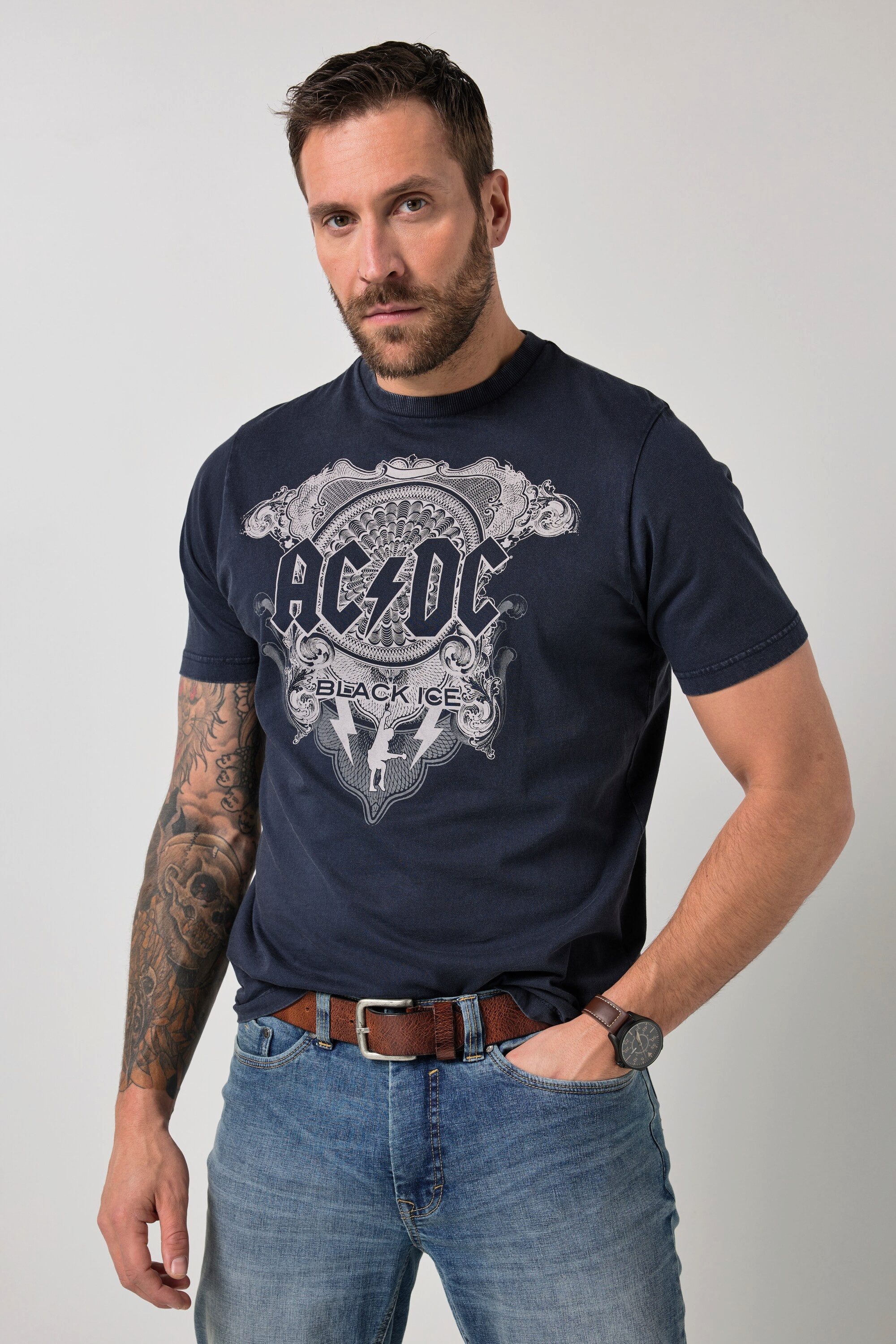 JP1880 T-Shirt T-Shirt Bandshirt Halbarm Print Vintage Look