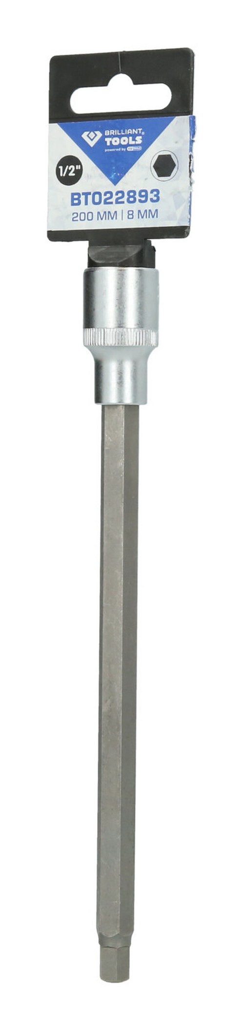 Brilliant Tools Sechskant-Bit, 1/2" Innensechskant Stecknuss, 200 mm lang, 8 mm