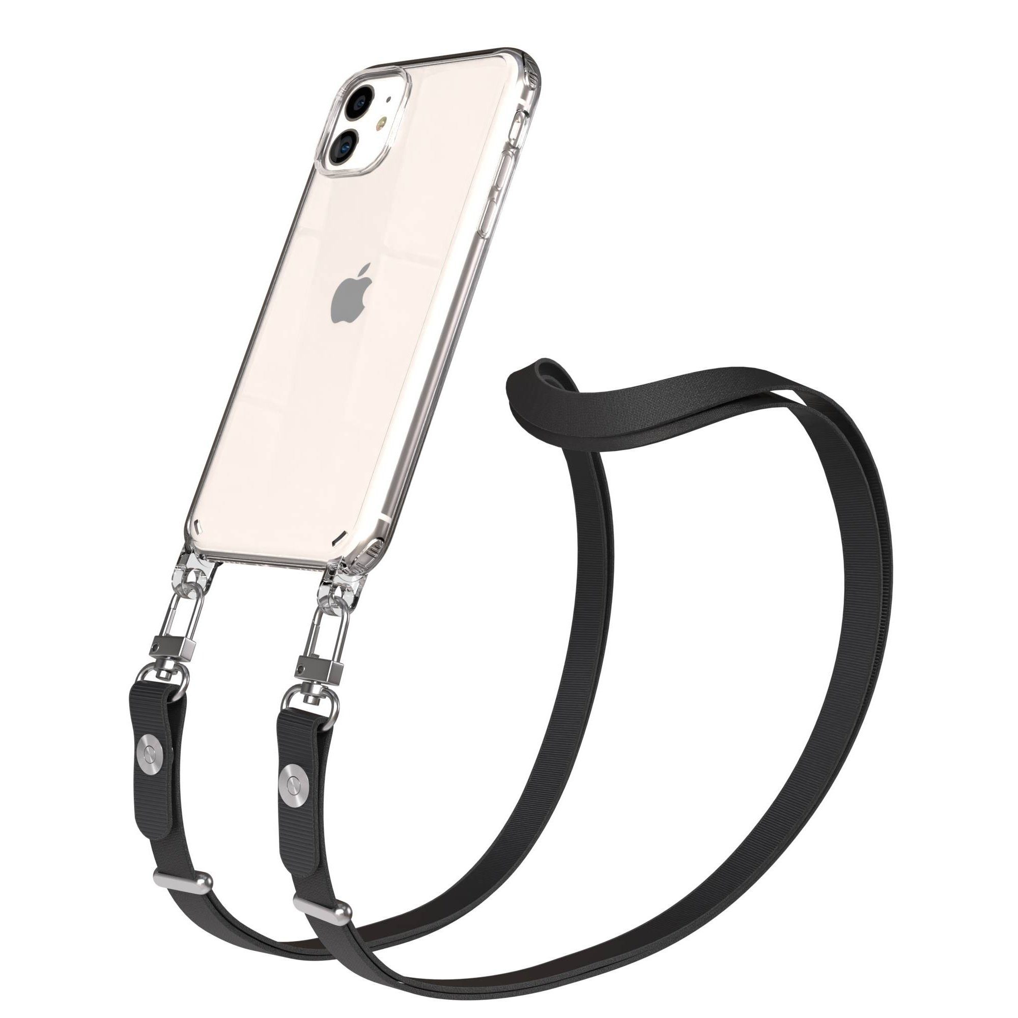 EAZY CASE Handykette für Apple iPhone 11 Handyhülle mit Handyband magnetisch, Handyband in Schwarz im minimalistischen Design mit 2x2 Anschluss
