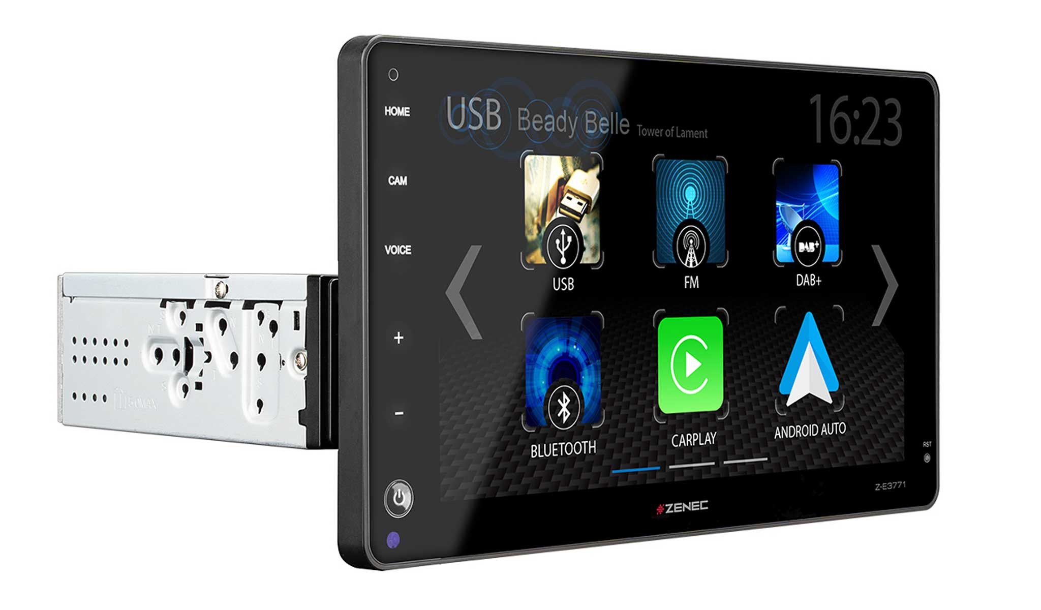 Zenec Z-E3771 1-DIN DAB+ Infotainer mit CP/GAA Autoradio (RDS, AM/FM Radio, Animiertes Display, Freisprecheinrichtung, 1 DIN)