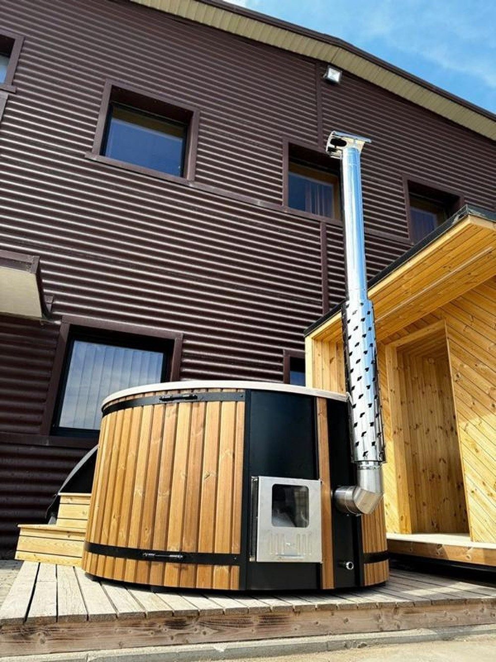 JVmoebel Whirlpool Badefass Thermoholz Holzofen Whirlpool für Garten und Erholung, (1-tlg)