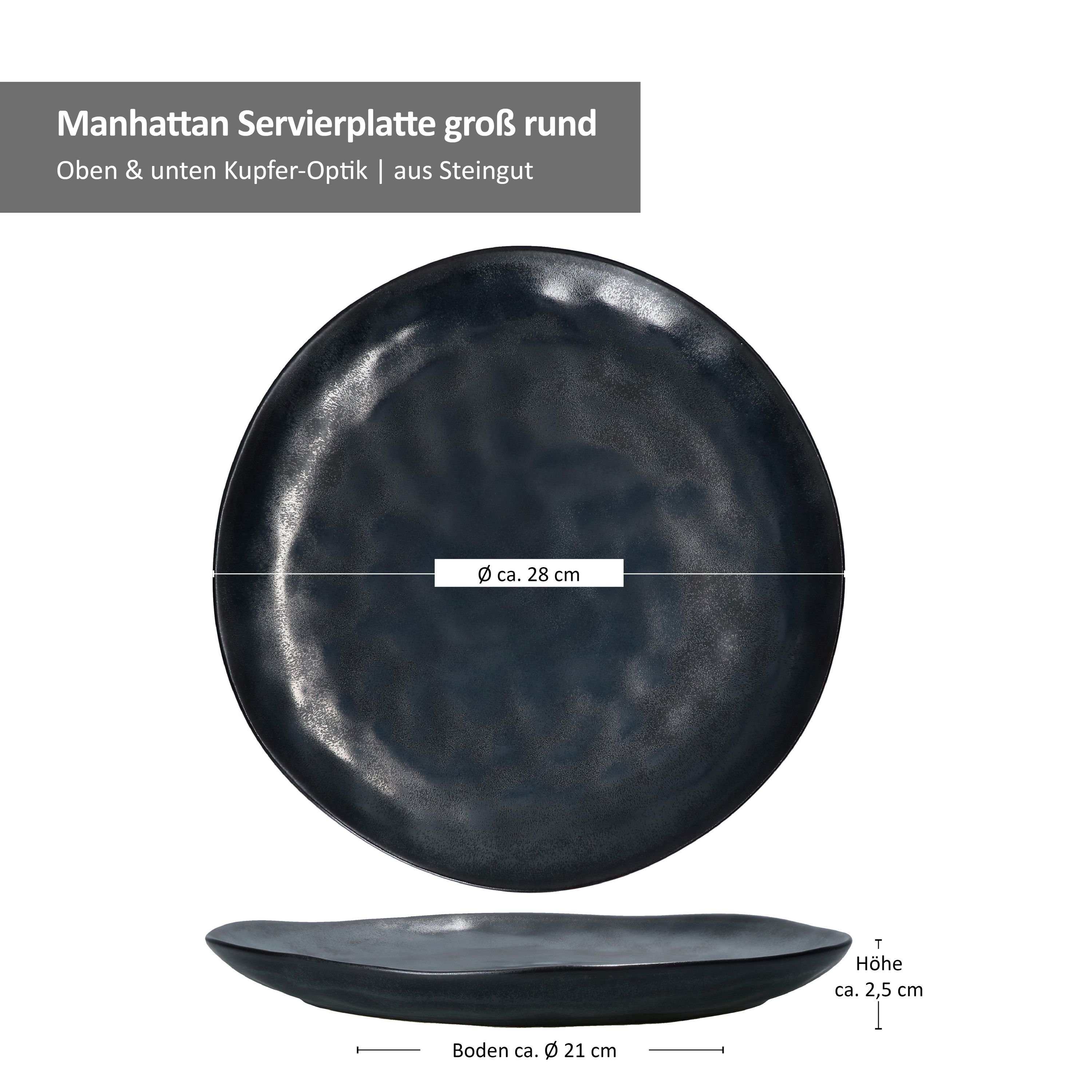 Steingut Set 24322601, rund schwarz - Servierplatte Servierplatte MamboCat Manhattan 27,5cm 4er
