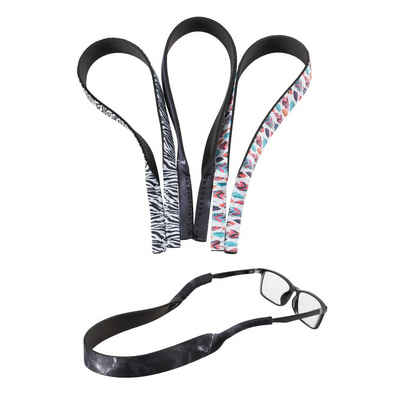kwmobile Brillenband 3x Neopren Brillen Band Weiß Schwarz Grün - Sonnenbrillen Band, Brillenband für Damen Herren und Kinder - weicher Brillen Strap