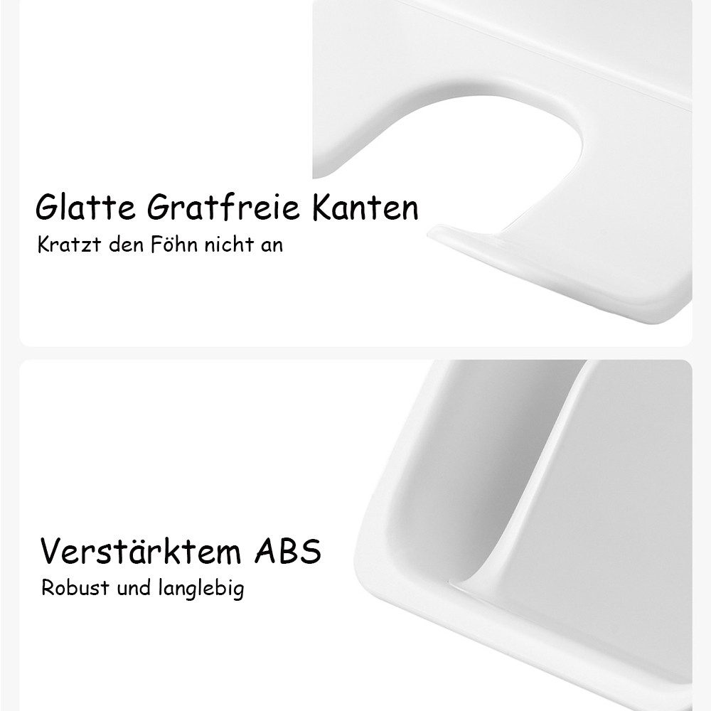 AFKSMILE Haartrocknerhalter Föhnhalter Ohne Bohren, Föhn Halterung mit Kabelhalter & Aufbewahrung, (Haartrockner Halterung zum Kleben Wandmontage für Bad Barbershop Hotel)