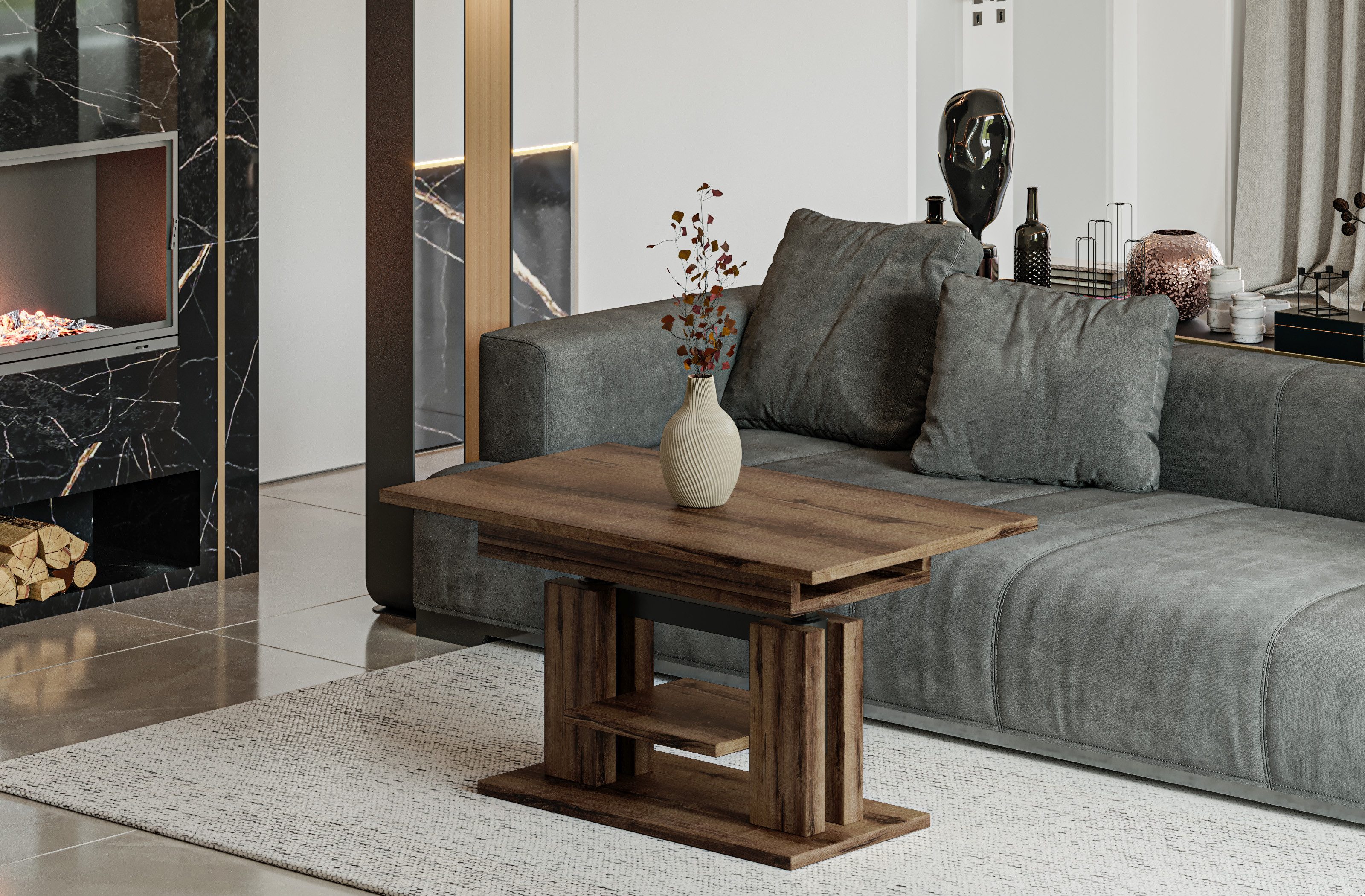 Endo-Moebel Couchtisch Endo Couchtisch Iso 110 / 170 höhenverstellbar erwei günstig online kaufen