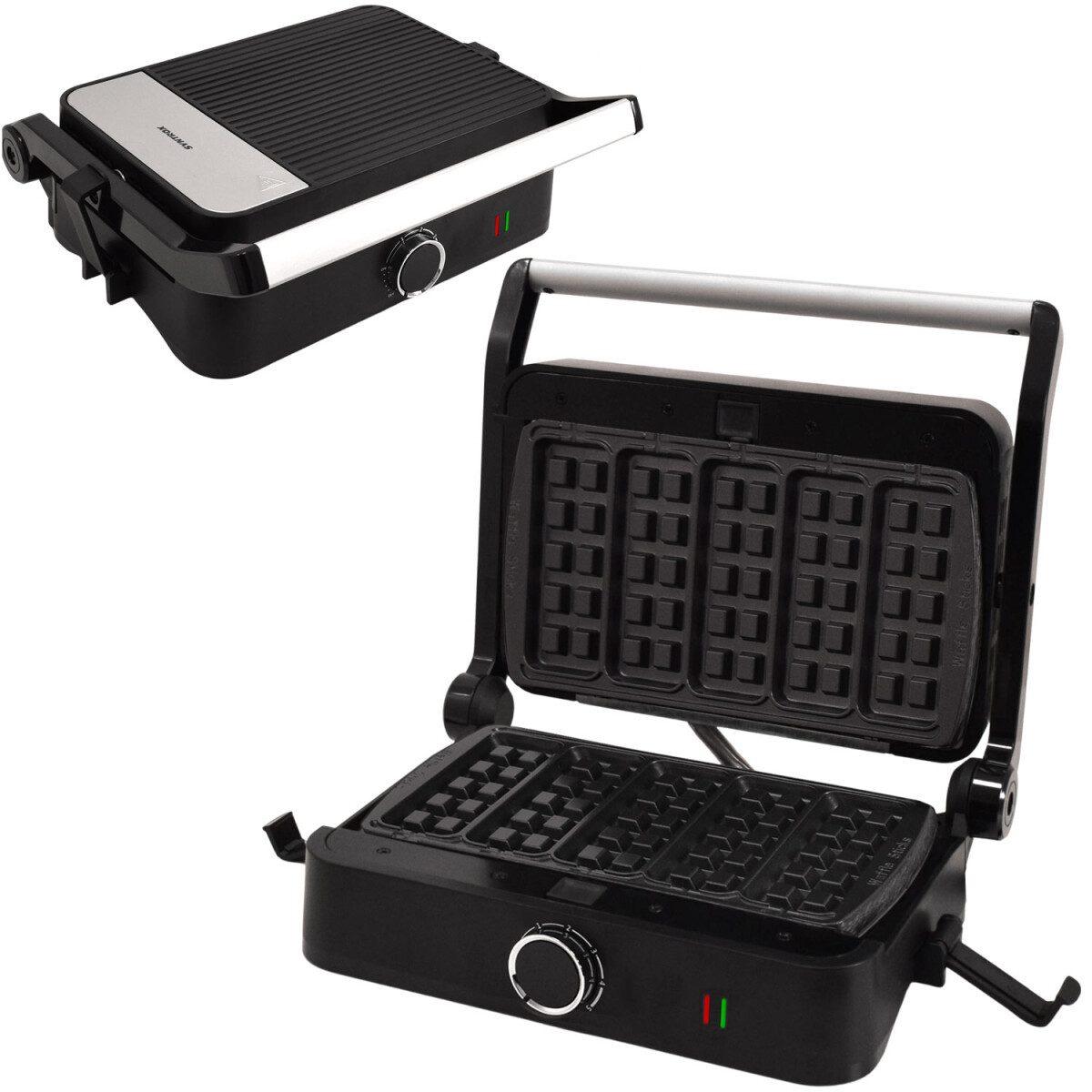 Syntrox Germany Küchenorganizer-Set Kombigerät Multifunktionsmaker mit Wechselplatten SM-1000W-Toledo Waf