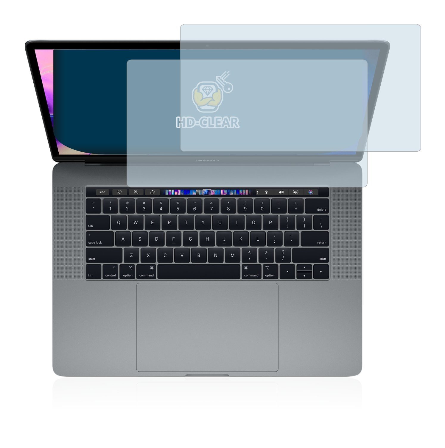 BROTECT Schutzfolie für Apple MacBook Pro 15" 2019 (Touch Trackpad),  Displayschutzfolie, 2 Stück, Folie klar