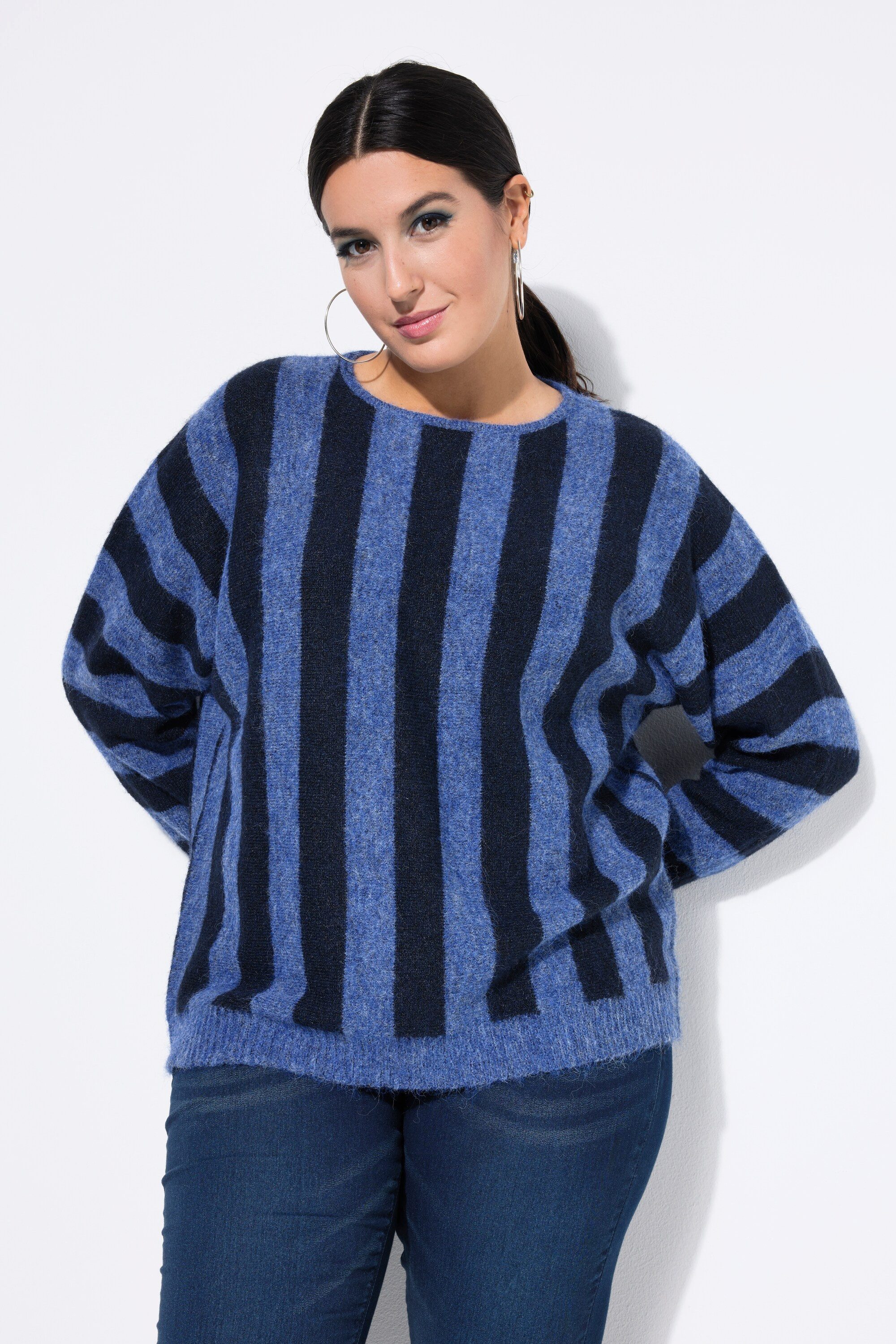 Studio Untold Strickpullover Pullover oversized Streifen Fledermausärmel