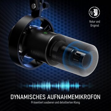 FIFINE Mikrofon XLR Studio Mikrofon Dynamisches USB Microphone PC, für Streaming Podcast Gaming für PS4/5 Mac Mixer Soundkarten
