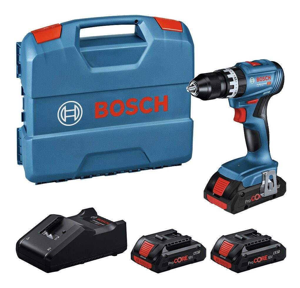 BOSCH Akku-Schlagbohrschrauber GSB 18V-45, 18 V, Mit 3x Akku ProCORE 4 Ah - im L-Case