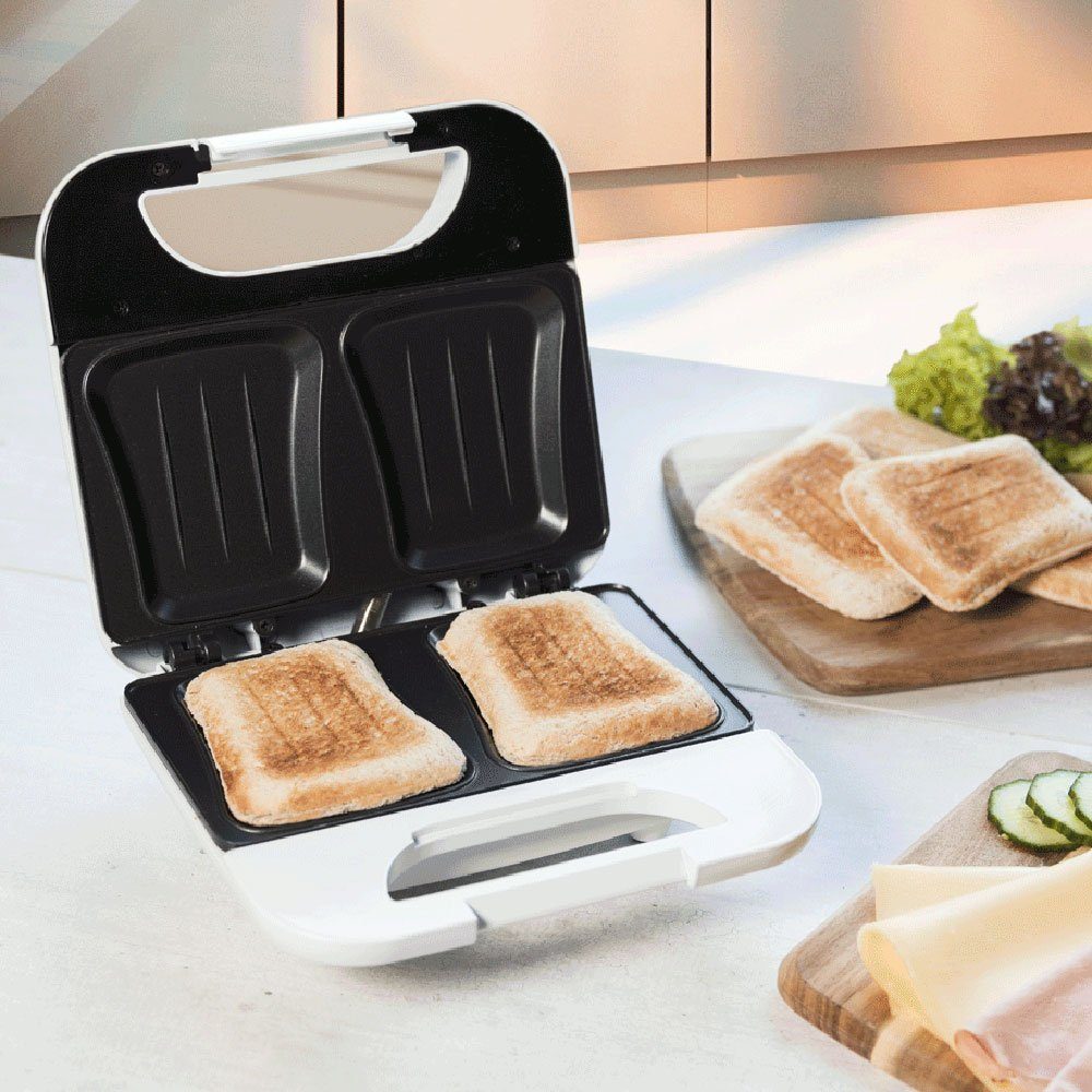 bestron Sandwichmaker, Sandwich Maker Toaster Grill Camping 2 elektrisch weiß antihaft