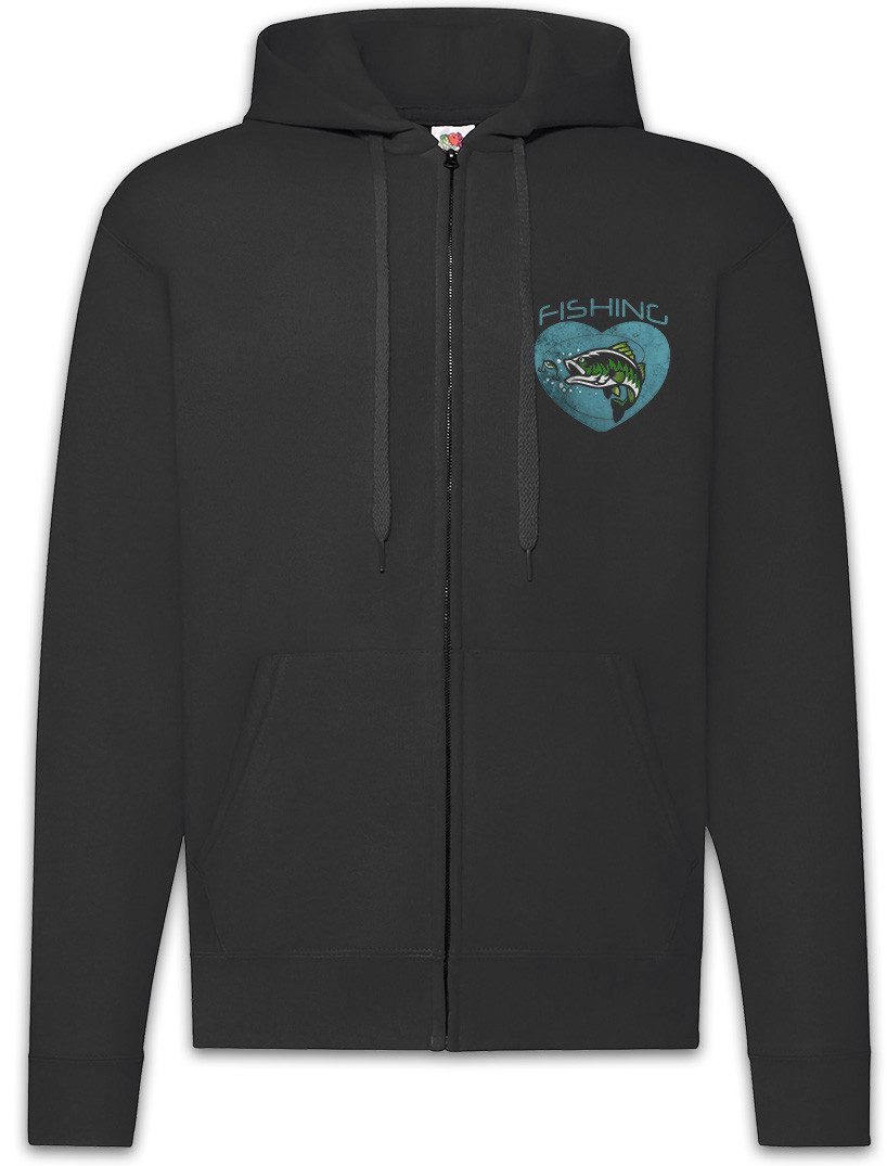 Urban Backwoods Sweatjacke Fishing Zipper Hoodie Skelett Fischskelett Fisch Angeln Sport Verein (1-tlg) Angel Angler Fluss See
