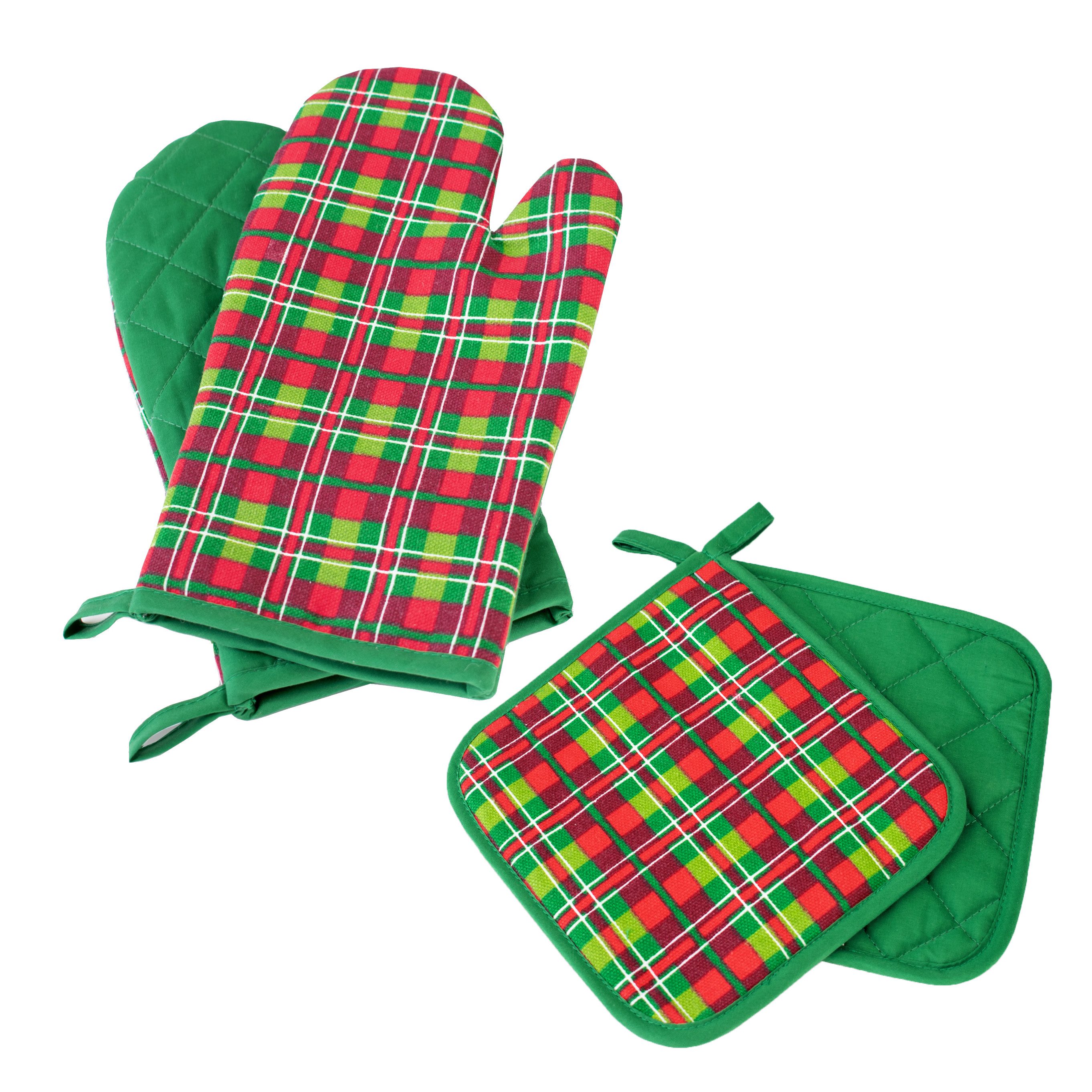 Delindo Lifestyle Topfhandschuhe Ofenhandschuhe, Topflappen, (4er Sparset, 4-tlg., bestehend aus 2x Ofenhandschuh + 2x Topflappen), Hitzebeständig bis 250 °C für maximal 15 Sekunden