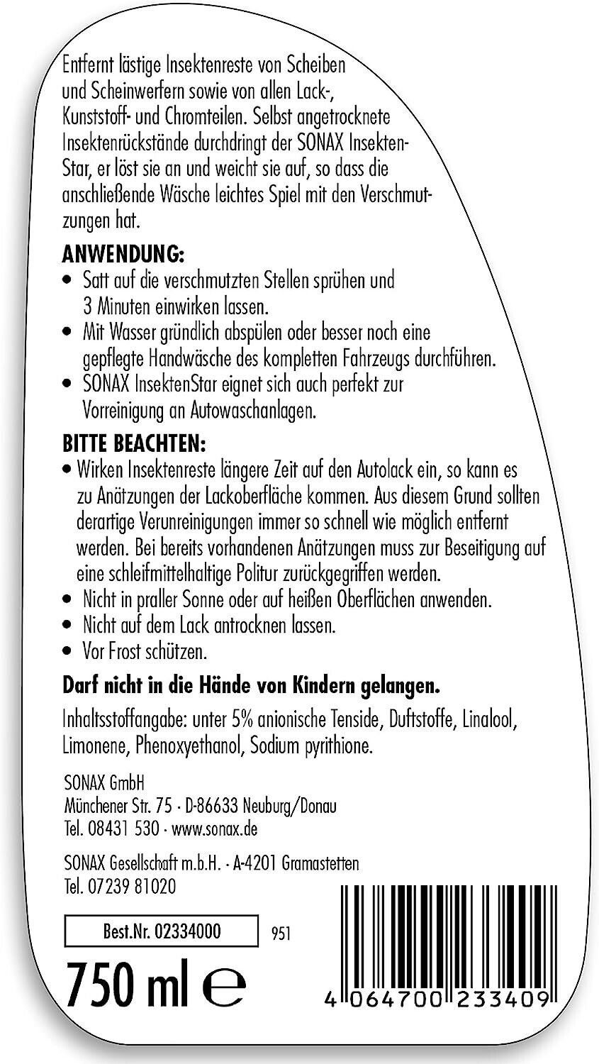 Sonax InsektenStar entfernt schonend Insektenverschmutzung Insektenentferner (1-St)