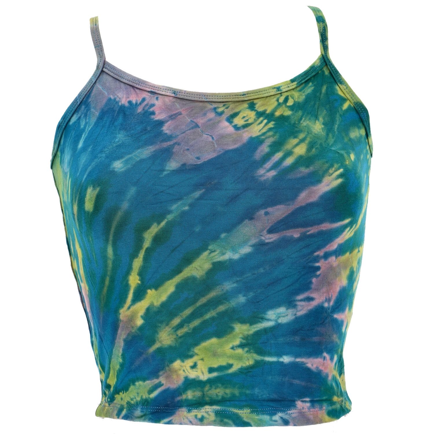 Guru-Shop T-Shirt Bauchfreies Batiktop, Yoga Batik Top, Unikat.. Festival, Ethno Style, Hippie, alternative Bekleidung