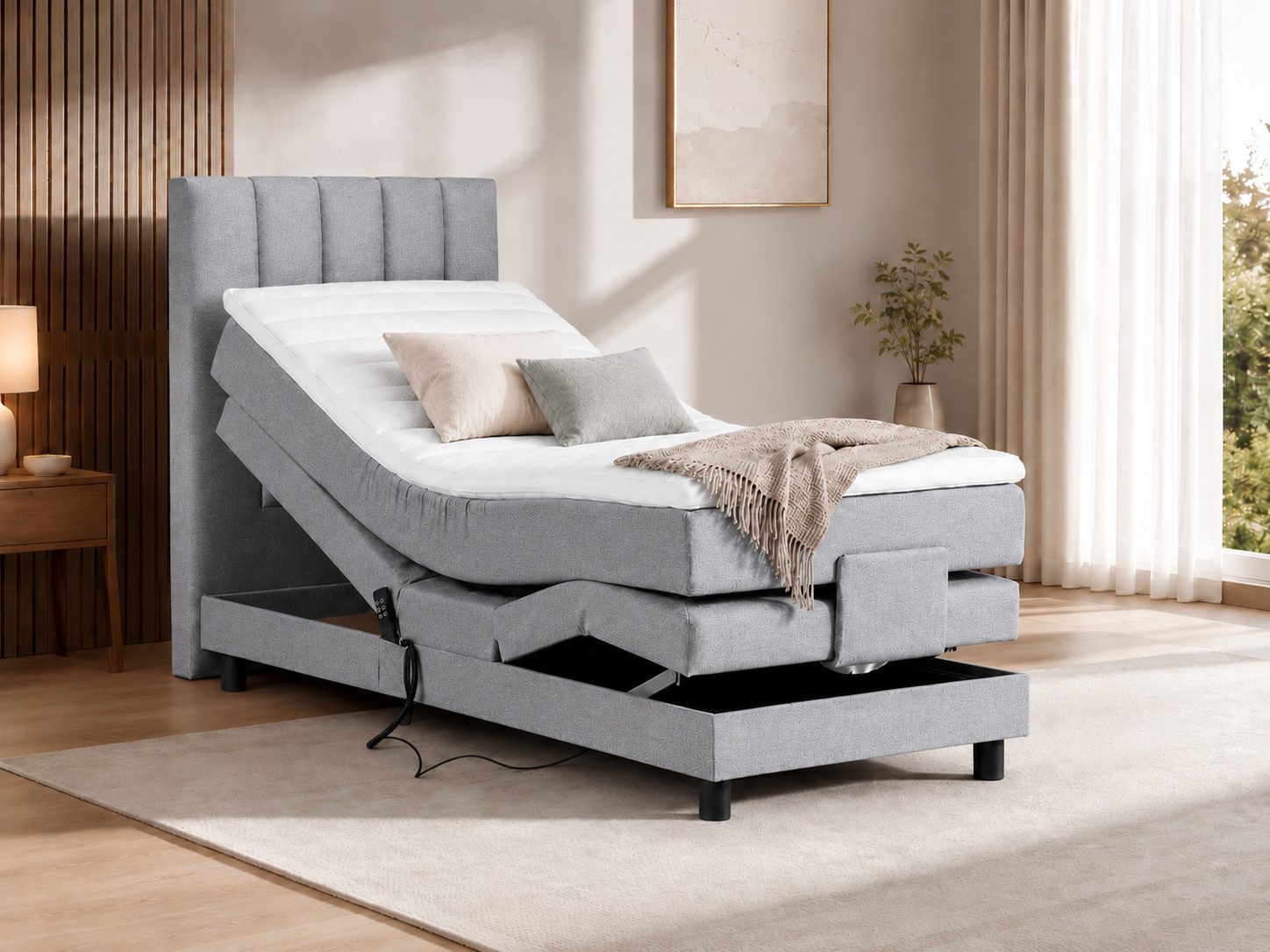 Tesla Dreams Boxspringbett Elektrisch verstellbar Emotion, Taschenfederkern H2/H3