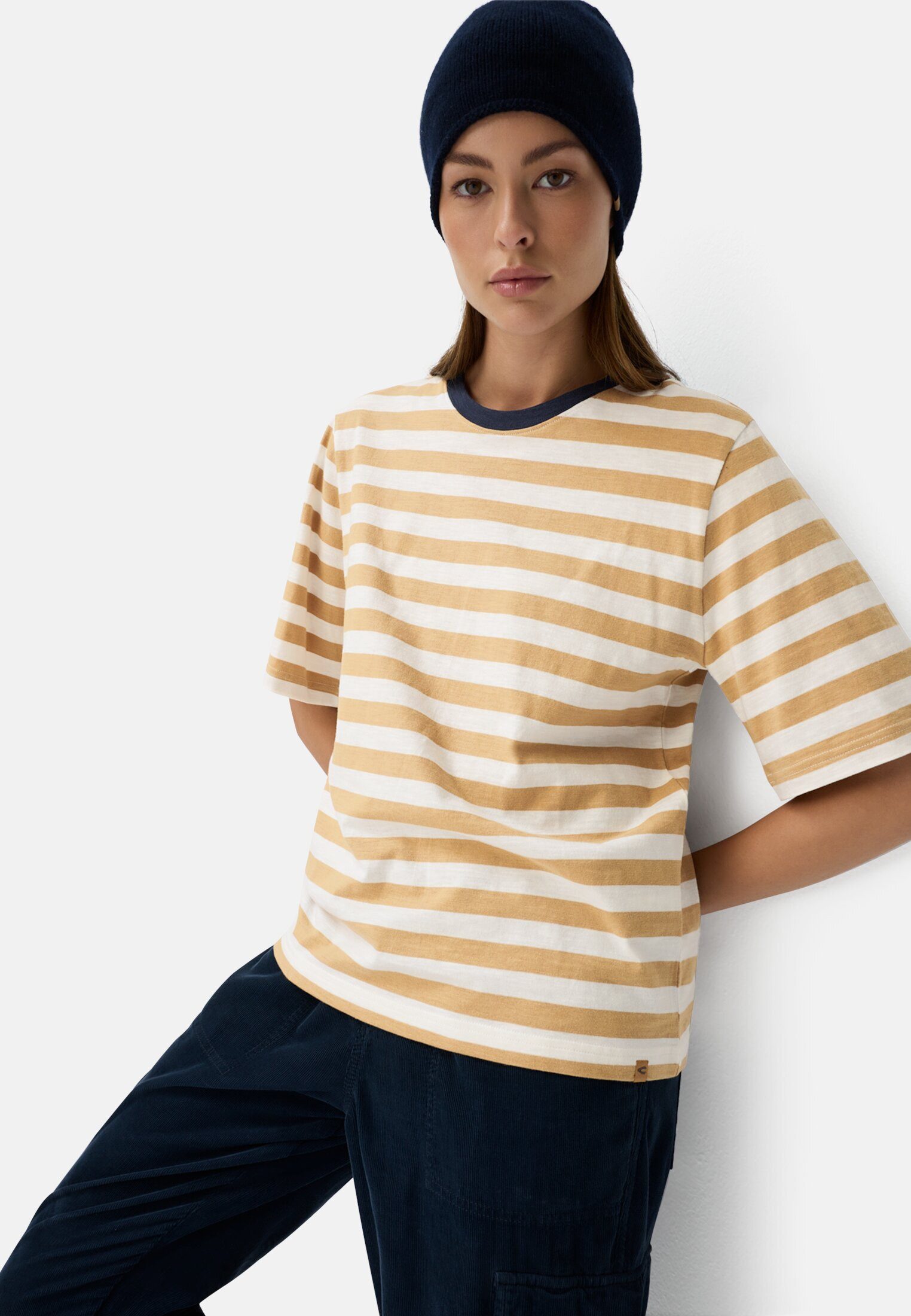 camel active T-Shirt mit Streifenmuster Kurzarm