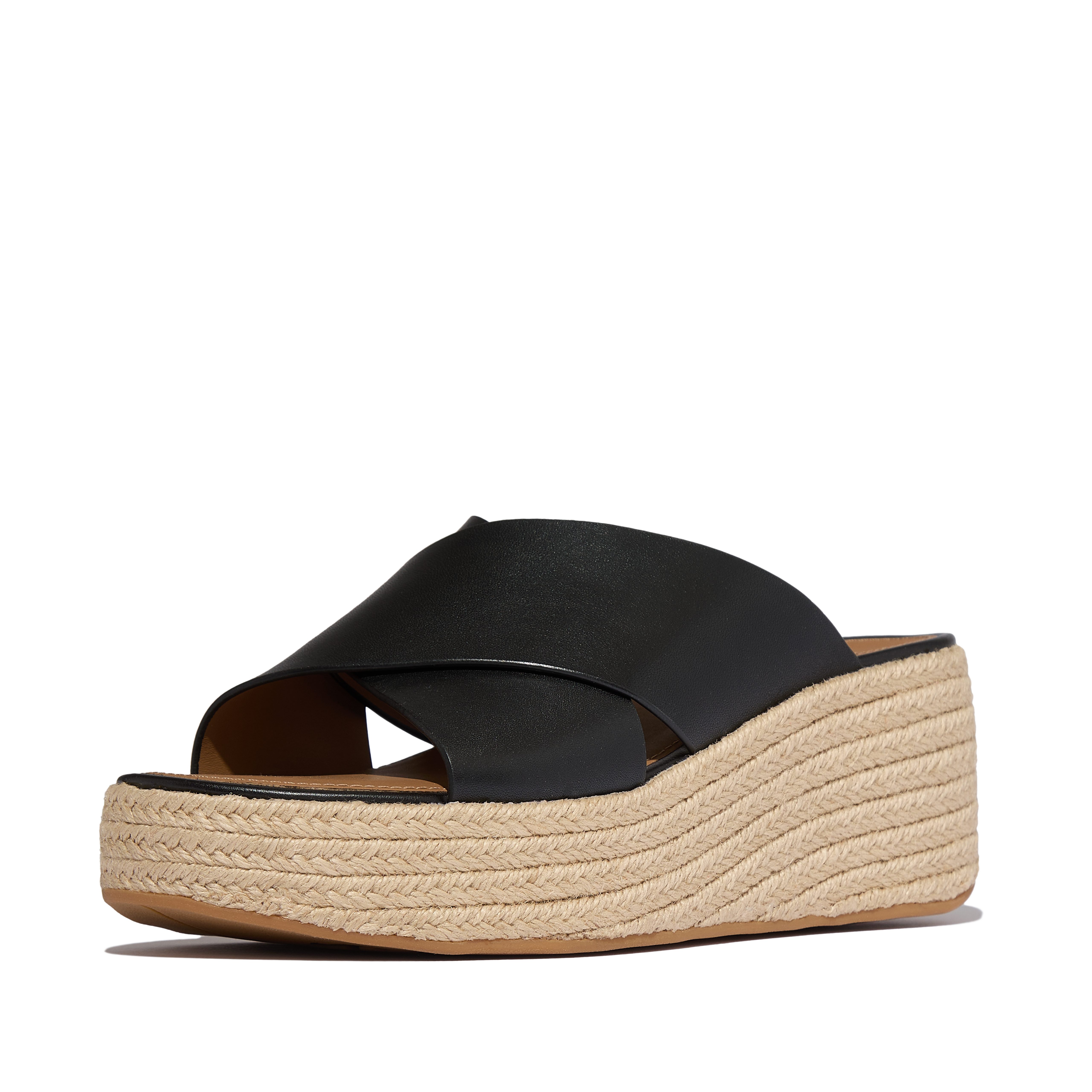 Fitflop PLATFFORMS ESPADRILLE LEATHER WEDGE CROSS SLIDES Pantolette Keilabsatz, Plateau, Sommerschuh mit Wedge