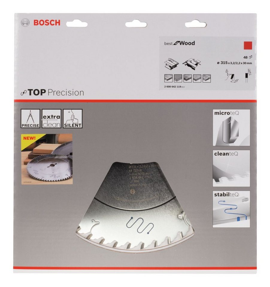 Thumbnail - BOSCH Kreissägeblatt, Top Precision Best for Wood 48Z - 315 x 30 x 3,2 mm