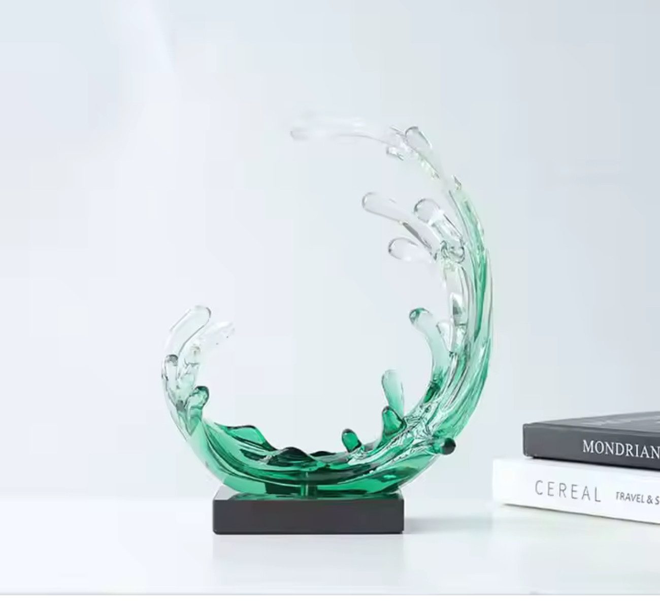 Quality Elegance Dekoobjekt 2er-Set Wellen-Skulpturen aus klarem Resin (Set, 2tlg)