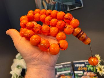 TesbihBid Kettenanhänger Orange Natur (Bakalite faturan Gebetskette Tesbih Tasbeeh Nadir, 33-tlg., Misbaha islam Amber Subha, 33-tlg)