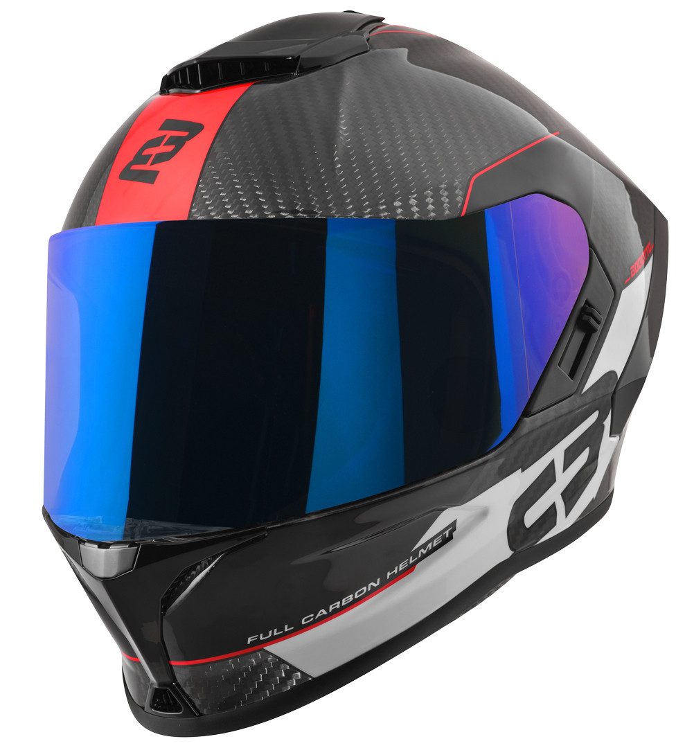 Bogotto Motorradhelm Phantom Combo Carbon Helm, vorbereitet für Kommunikationssystem,Notfallsystem-Polsterung (EQ