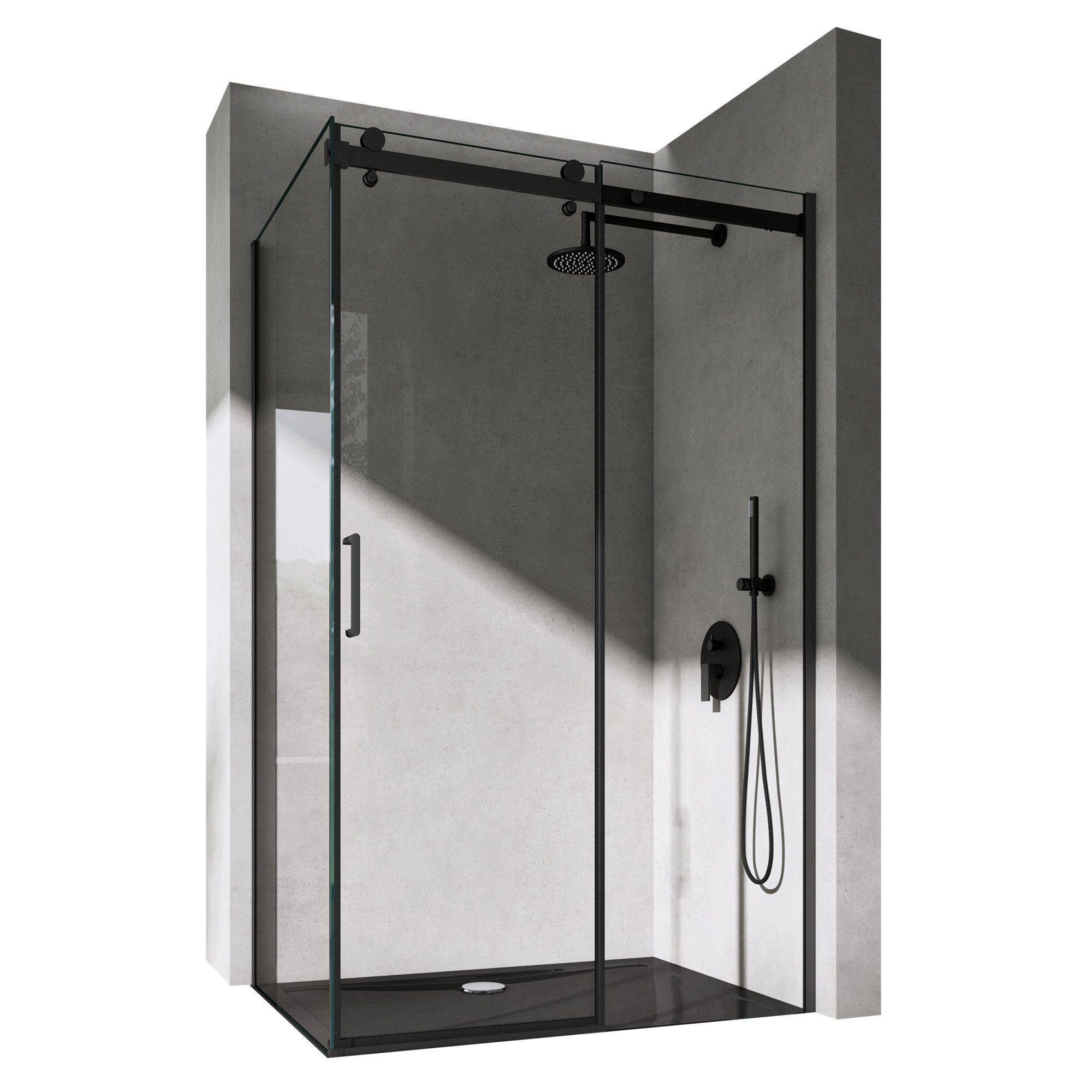 doporro Eckdusche Duschkabine Duschabtrennung schwarz ESG-Glas Nano-Beschic günstig online kaufen