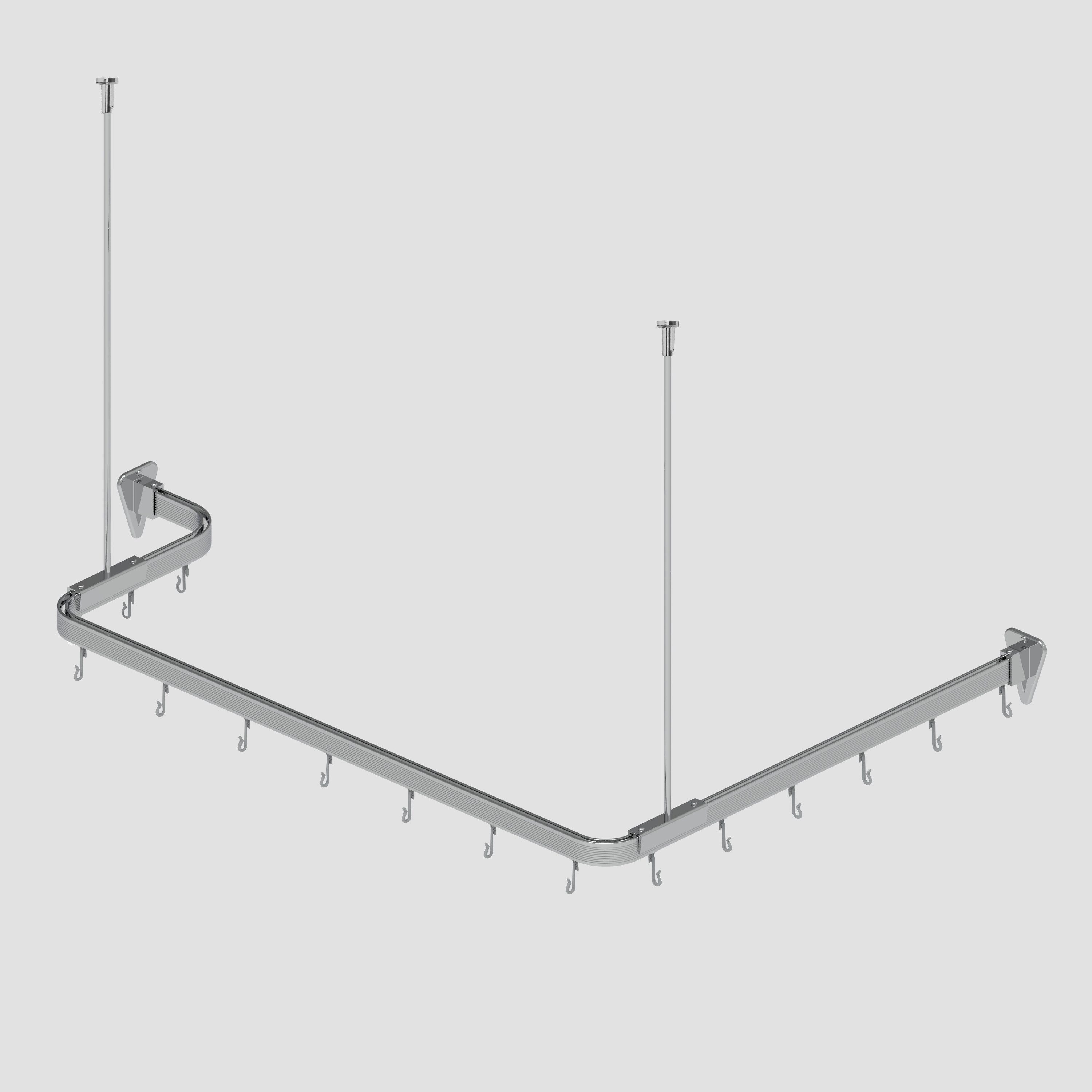 Euroshowers GmbH Duschvorhangstange Flexible Chrom 300 cm, 1-läufig, Wand, Decke, Schrauben, Aluminium, Kann von Hand gebogen werden
