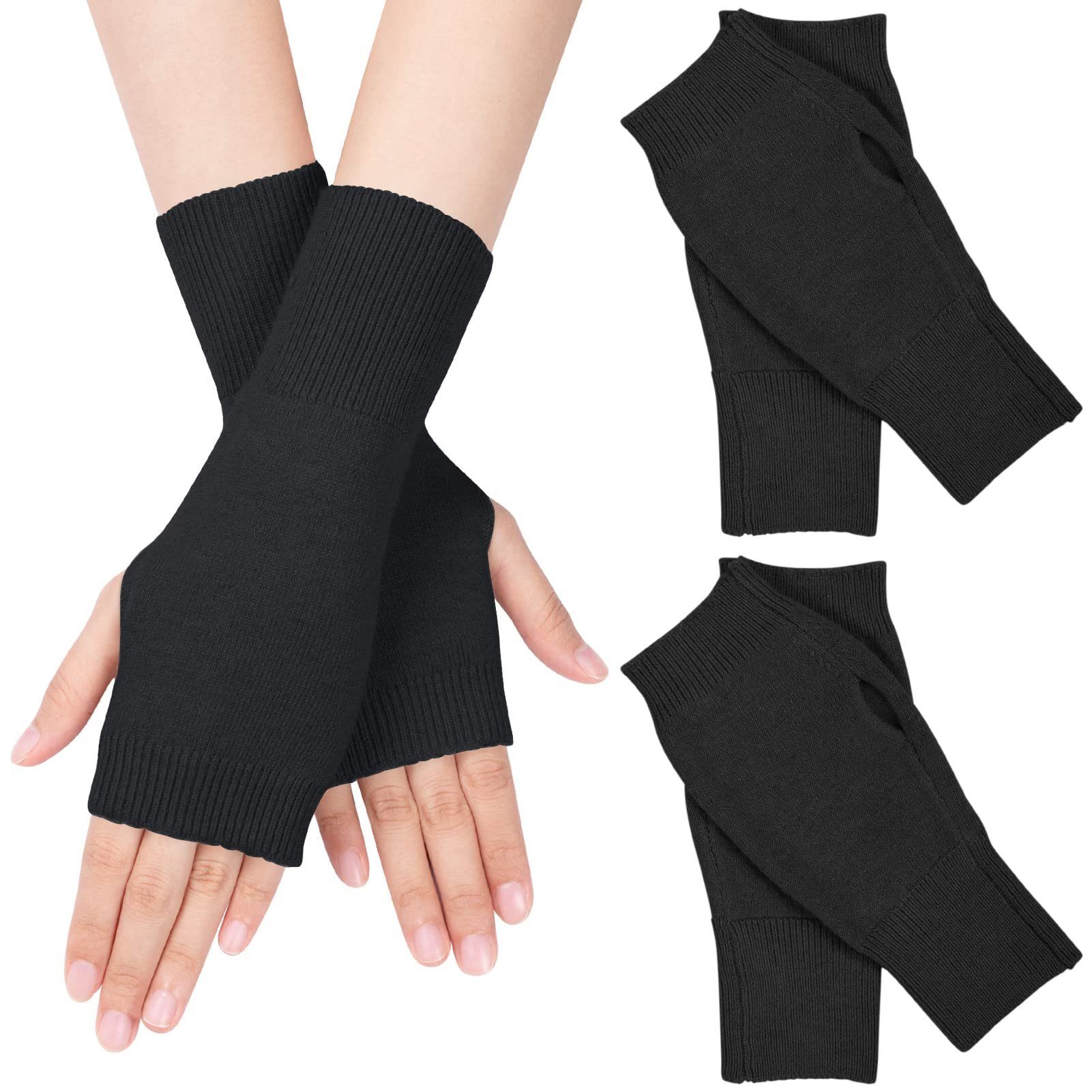 Jormftte Baumwollhandschuhe Unisex Fingerlose Handschuhe Half Finger Dehnbar Strickhandschuhe