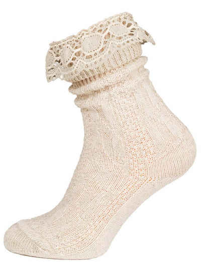 P.S. Schuhmacher Trachtensocken Socke CS530 mit Spitze natur